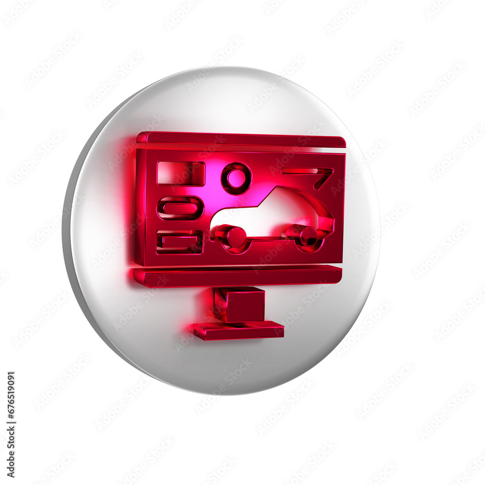 Poster red hardware diagnostics condition of car icon isolated on transparent background. car service and r