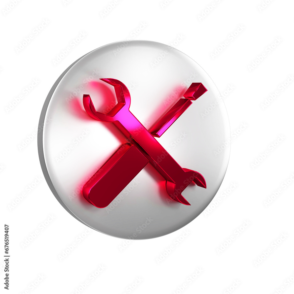 Aufkleber red screwdriver and wrench spanner tools icon isolated on transparent background. service tool symbo