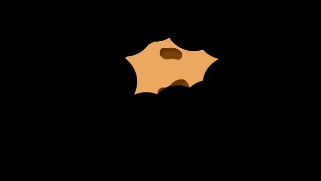 video animation bites eating biscuit chocolate chips, on a transparent background with zero alpha channel