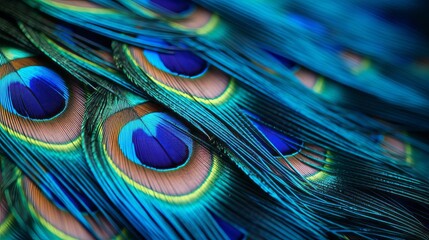 Obraz premium Intricate Colorful Details of Peacock Feather