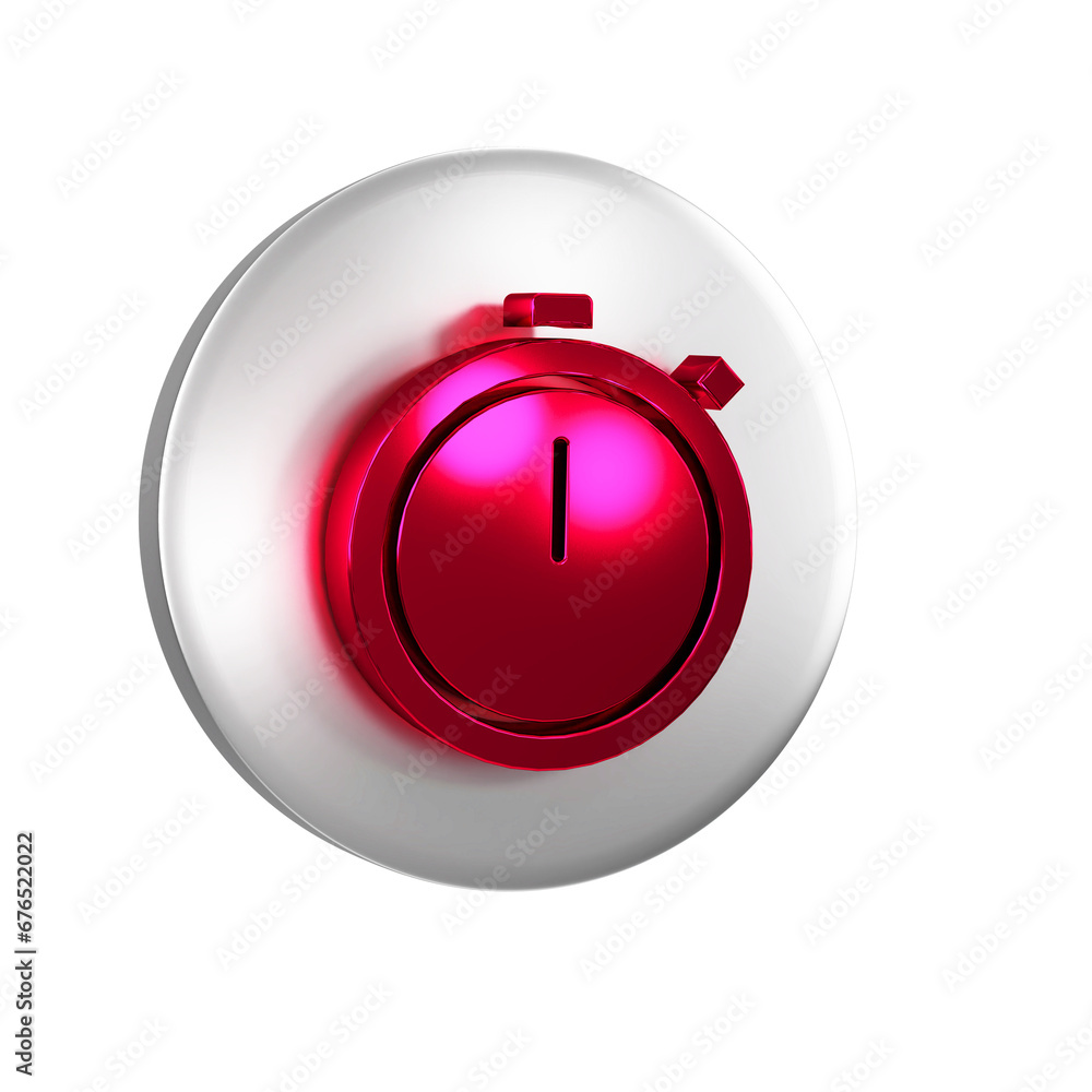 Poster red stopwatch icon isolated on transparent background. time timer sign. chronometer sign. silver cir