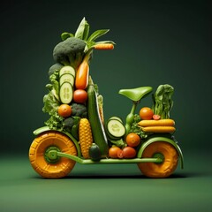 Healthy lifestyle concept - vegetable bike, AI generator