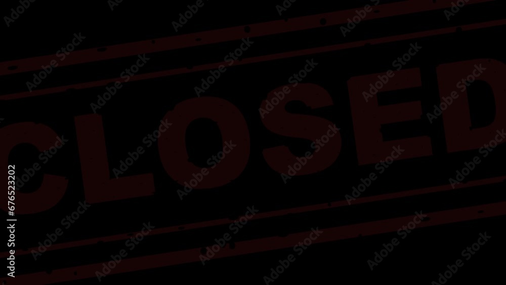 Poster video animation red icon closed stamped text, on a transparent background with zero alpha channel