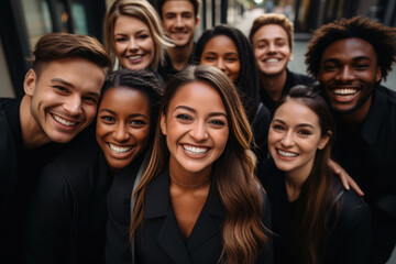Fototapeta premium young team specialists, business team ai generative
