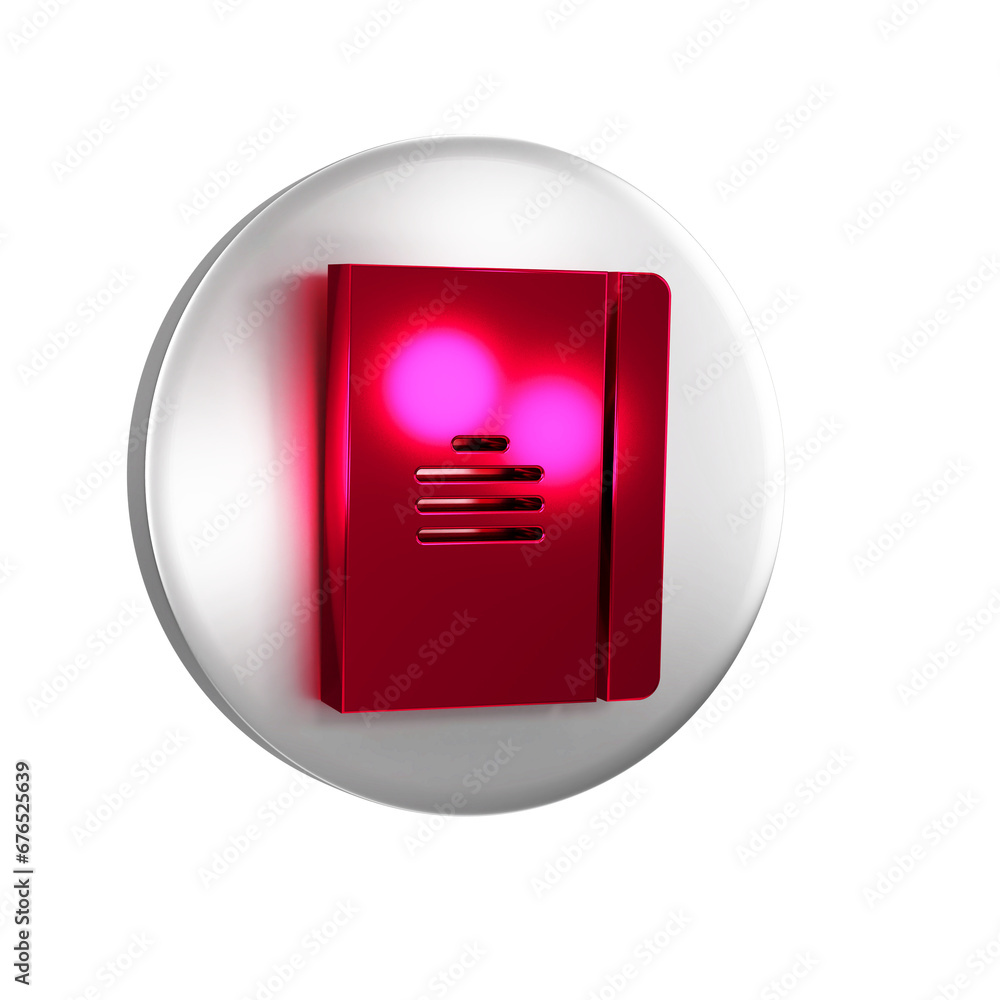 Poster red notebook icon isolated on transparent background. spiral notepad icon. school notebook. writing 
