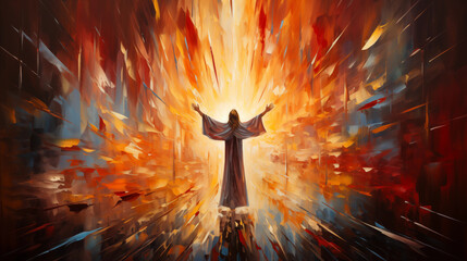 Divine Mercy Artwork: A captivating artwork depicting the Divine Mercy of Jesus Christ, emphasizing the core message of forgiveness and compassion - obrazy, fototapety, plakaty