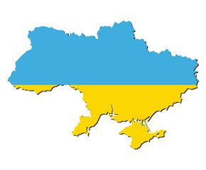 Vector Illustration of the Flag Incorporated Into the Map of Ukraine.