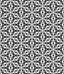 Black and white seamless abstract pattern. Background and backdrop. Grayscale ornamental design. Mosaic ornaments. Vector graphic illustration. EPS10.