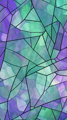 Lavender and Forest Green, Abstract pattern of glass crack created with Generative Ai
