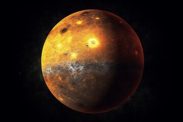 A depiction of the planet Mercury in the solar system, with a scientific backdrop. NASA has contributed to the elements of this image. Generative AI