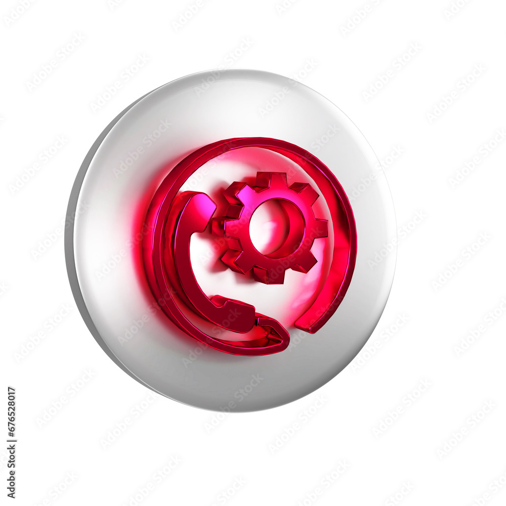 Poster red telephone 24 hours support icon isolated on transparent background. all-day customer support cal