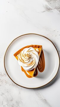 A slice of heavenly pumpkin cheesecake, topped with a generous flourish of whipped cream, vertical image