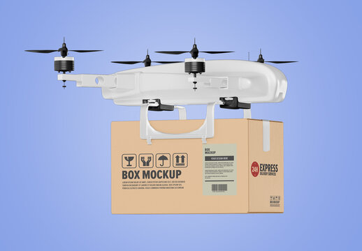 Drone with Box Mockup 