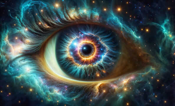 An 'all-seeing' cosmic eye, symbolizing universal witness and consciousness.