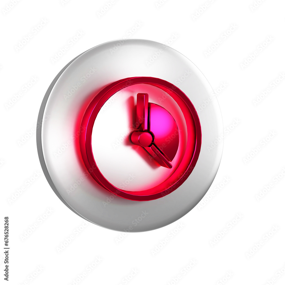 Aufkleber red time management icon isolated on transparent background. clock sign. productivity symbol. silver