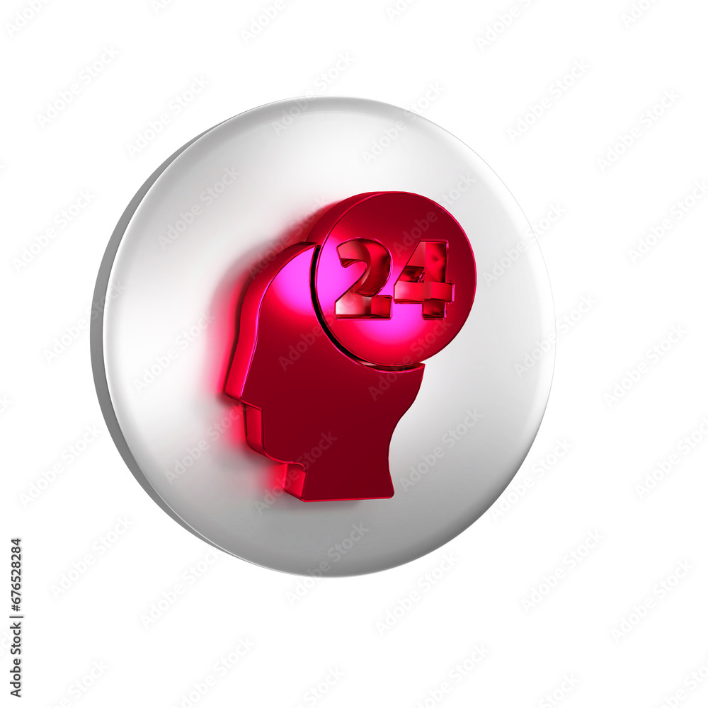 Poster red support operator in touch icon isolated on transparent background. concept for call center, clie