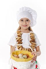 little child chef with bread