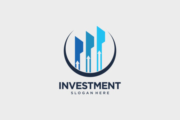 Investment logo design for financial business with growth arrow icon and creative idea