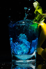 isolated blue drink in glass