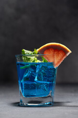 isolated blue drink in glass
