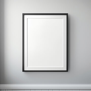 a realistic blank photo frame hanging on a wall created with Generative Ai