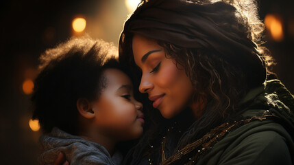 Black mother and her child.