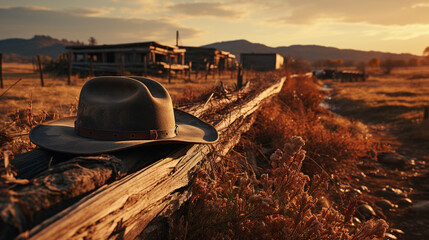 Cowboy hat in ranch.
