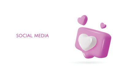 Icon like, great design for any purposes. Internet application. Chat message icon. 3d illustration. Web banner. Social media like icon concept.
