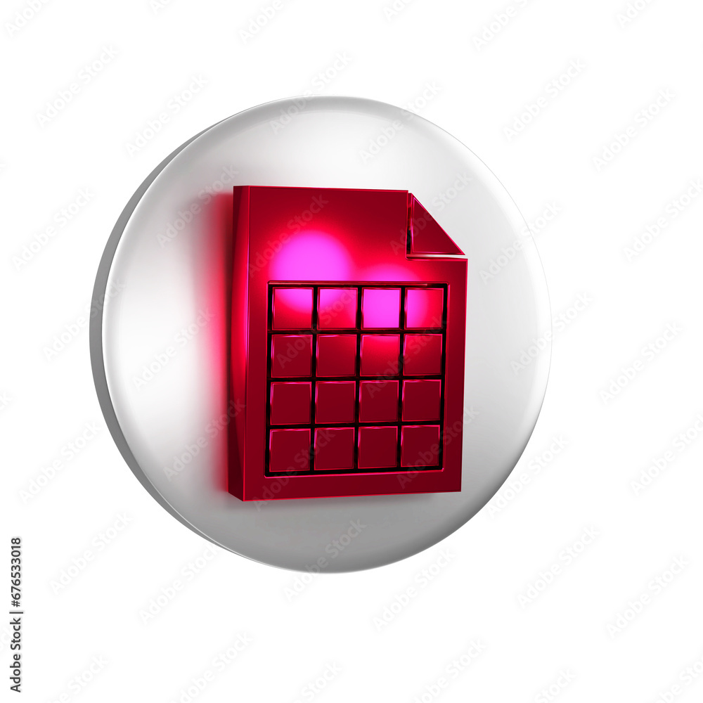 Poster red file document icon isolated on transparent background. checklist icon. business concept. silver 