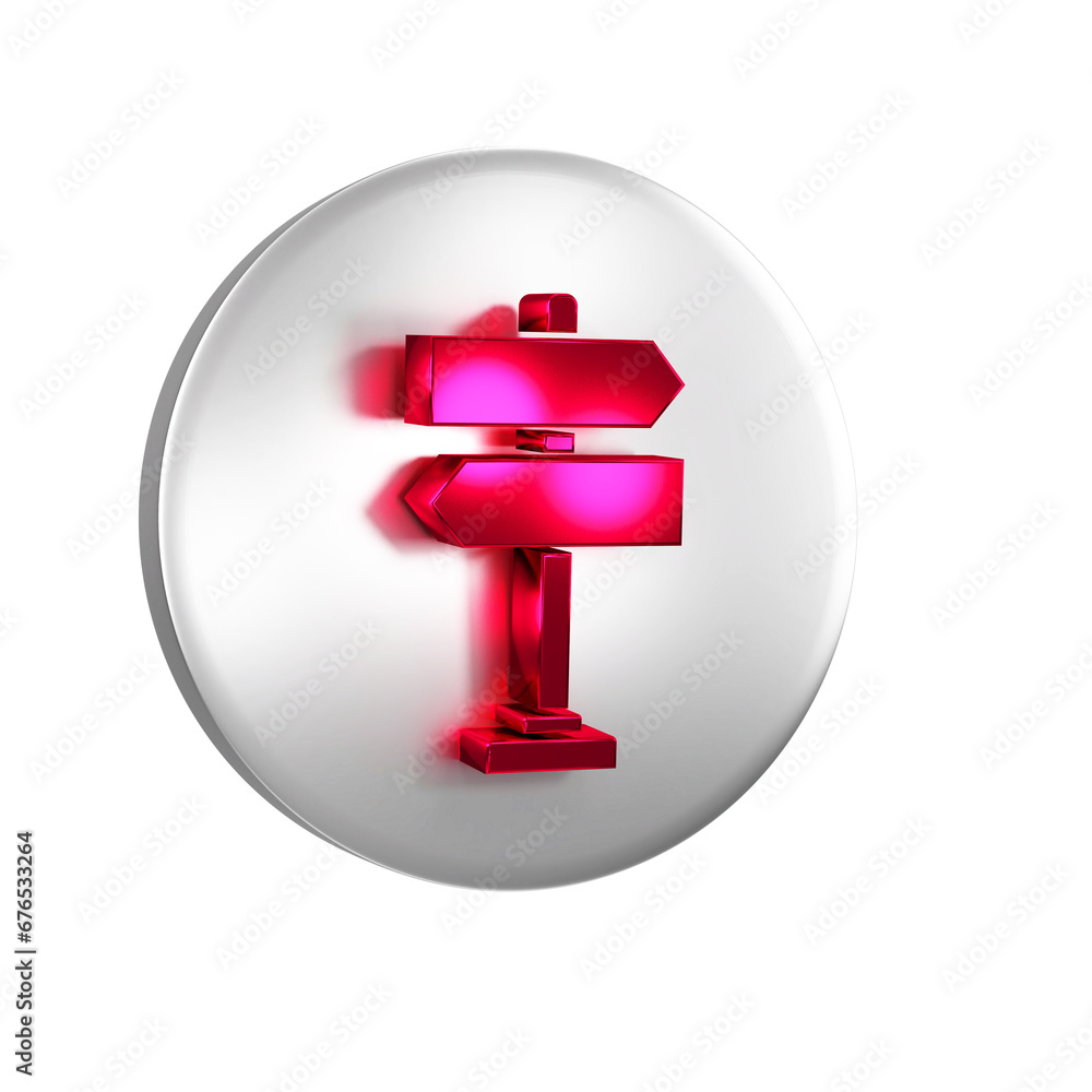 Poster red road traffic sign. signpost icon isolated on transparent background. pointer symbol. isolated st