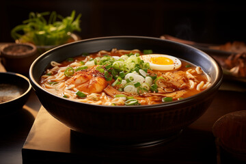 authentic japanese ramen with pork and egg