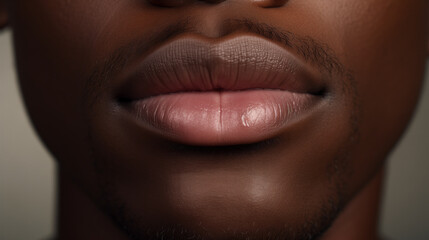 Beautiful natural lips of an African American man, black man.