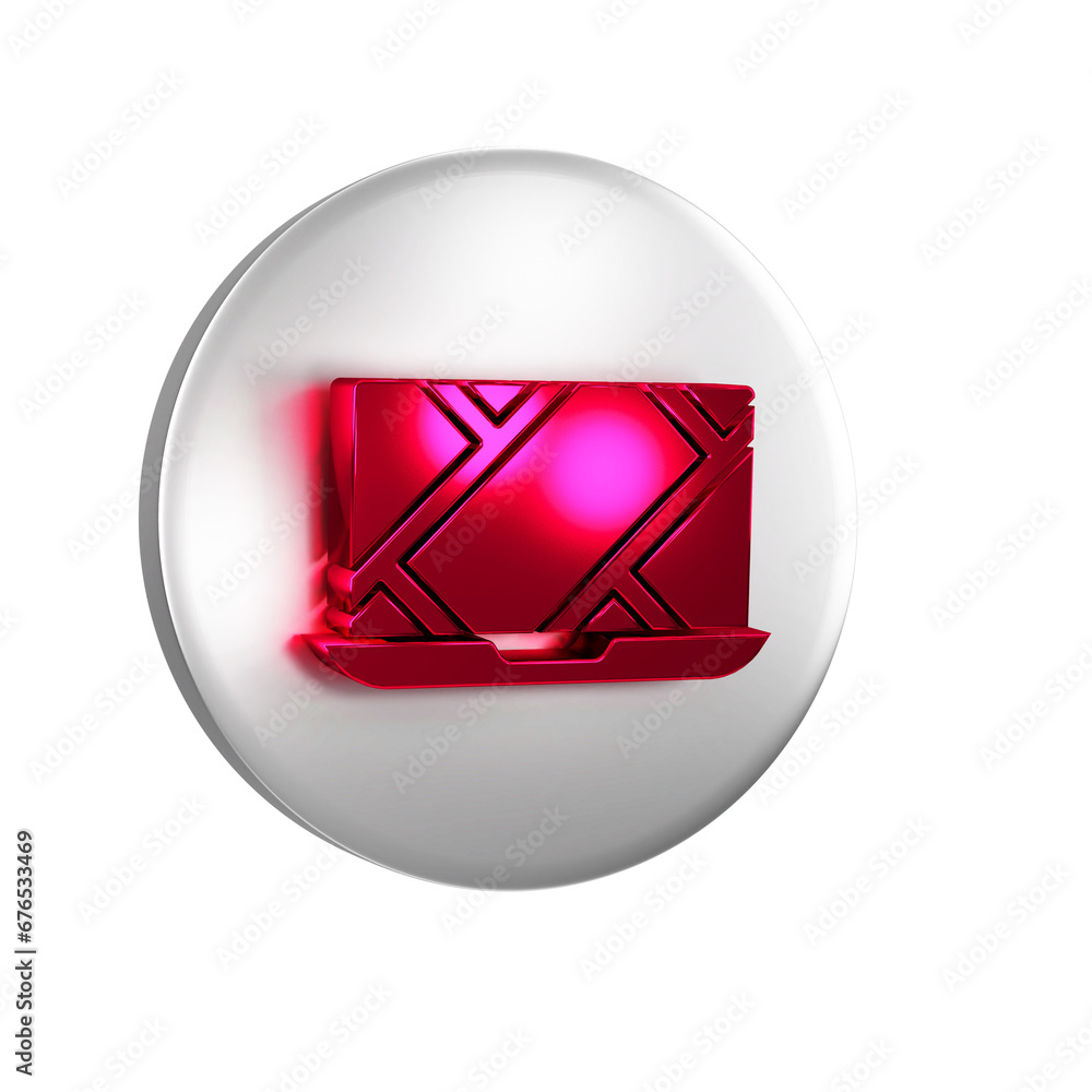 Poster red infographic of city map navigation icon isolated on transparent background. laptop app interface