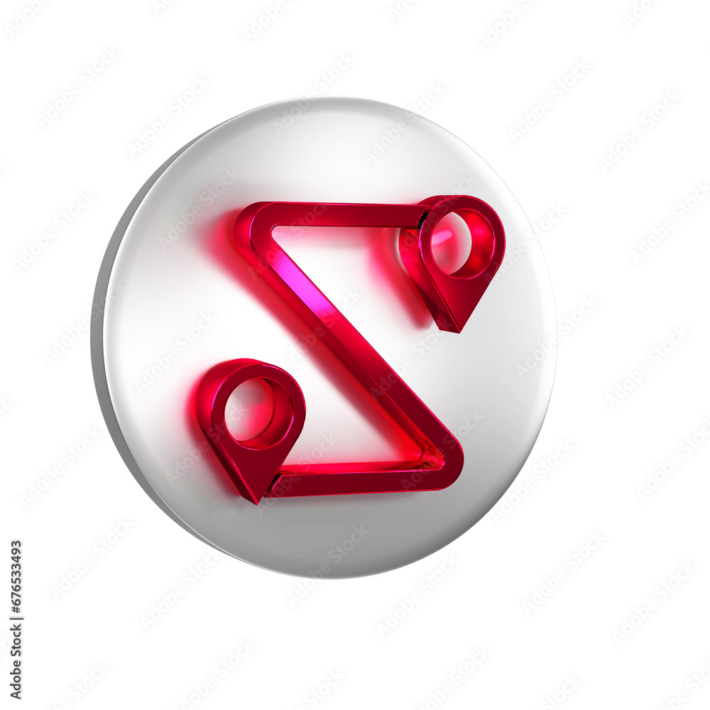 Poster red route location icon isolated on transparent background. map pointer sign. concept of path or roa