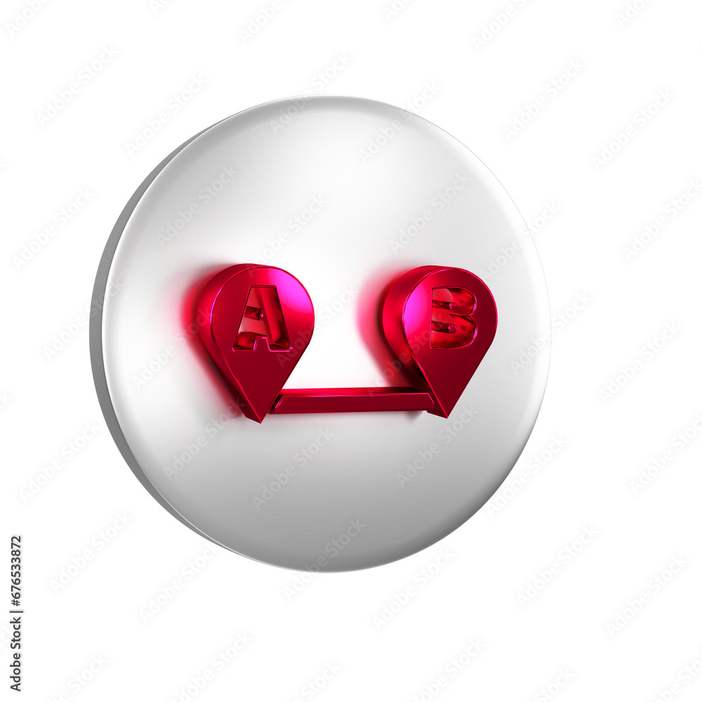 Poster red route location icon isolated on transparent background. map pointer sign. concept of path or roa