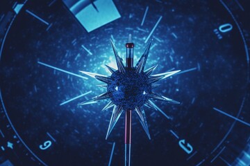 blue compass points to covid-19 vaccination center. Generative AI - obrazy, fototapety, plakaty