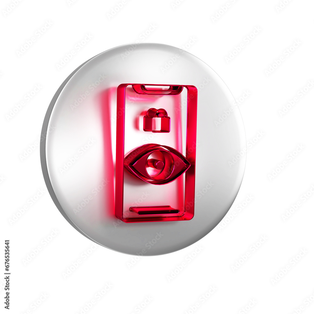 Poster red eye scan icon isolated on transparent background. scanning eye. security check symbol. cyber eye