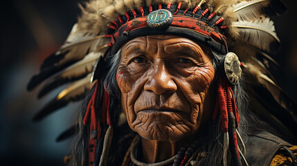 Obraz premium Native man wearing traditional clothes.