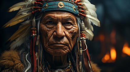 Obraz premium Native man wearing traditional clothes.