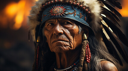 Obraz premium Native man wearing traditional clothes.