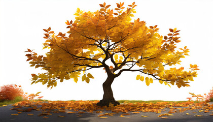 Fototapeta premium autumn tree with leaves on white