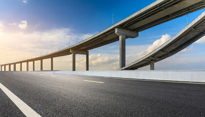 asphalt highway and bridge under blue sky road and sky background