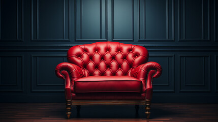 Red leather armchair.