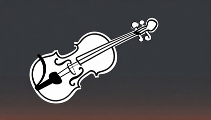 violin icon black outlines vector illustration