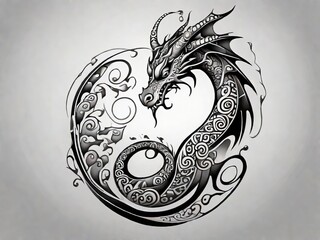 Dragon tail: minimalist tattoo style