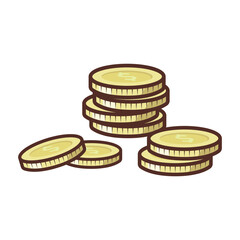 Money golden stacks on white background. Vector illustration banner, poster