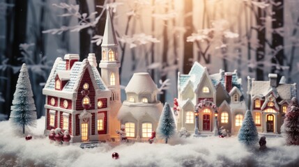 A snowy village A cozy and charming winter village scene