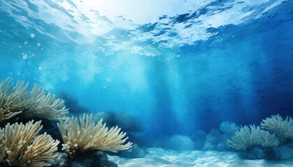 Naklejka na ściany i meble underwater sea ocean watercolor blue transparent background