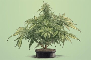 Illustration of a marijuana plant. Generative AI