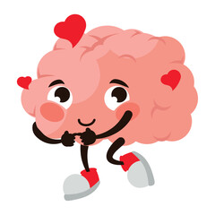 cartoon brain in love